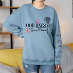 Personalized God Says Butterfly Birth Flower Encouraging Words T-shirt Sweatshirt with Name Mother's Day Birthday Gift for Women
