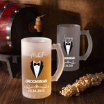 Personalised Groomsman Pint Beer Glass Mug with Name and Date Bachelor Party Wedding Anniversary Gift for Groomsmen