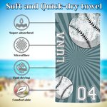 Personalized Football Basketball Sports Quick Dry Oversized Beach Towel with Name and Number Summer Vacation Travel Gift for Sports Lovers Players