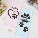 Personalized Multicolor Dog Paw Cleaning Towel with Name and Hanger Soft Super Absorbent Pet Supplies Gift for Pet Lovers Owners