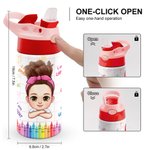 Gepersonaliseerde Cartoon Kid Childlike Doodles 12 oz geïsoleerde waterfles met naam initiaal en rietje terug naar school verjaardagscadeau voor jongens meisjes