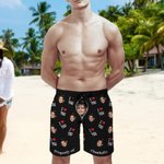 Personalized Property of XX Face Photo Men's Swim Trunks with Name and Mesh Brief Birthday Anniversary Gift for Husband Boyfriend