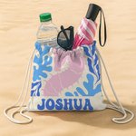 Personalizzato Art Ocean Jellyfish Whale Animals Plants Quick Dry Oversize 2 in 1 Backpack Beach Towel with Name Party Travel Gift for Kids Adults