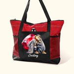 Personalized Hip Hop Bear Birthstone Large Capacity Tote Bag with Name Birthday Gift for Black Queen Hip-Hop Lovers