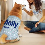 Personalisierte Hund Muster Streifen Design Haustier Foto Multicolor Soft T-shirt Haustier Weste Haustier Lätzchen Set mit Namen Geburtstag Geschenk für Hundeliebhaber
