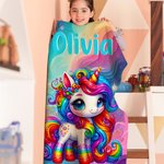 Personalized Monster Trucks Dinosaurs Fantasy Unicorns Soft Throw Blanket with Name Home Decor Birthday Gift for Kids