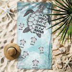 Personalized Sea Turtle In A World Full of Grandmas Quick Dry Oversized Beach Towel with 1-12 Names Summer Vacation Beach Party Gift for Grandma