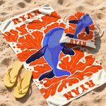 Personalizzato Art Ocean Jellyfish Whale Animals Plants Quick Dry Oversize 2 in 1 Backpack Beach Towel with Name Party Travel Gift for Kids Adults