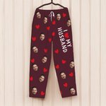 Personalized I Love My XX Face Photo Couple Pajamas Birthday Anniversary Gift for Couples