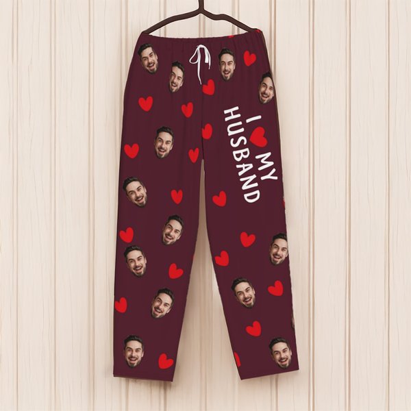 Personalisierte Ich liebe meine XX Gesicht Foto Paar Pyjamas Geburtstag Jahrestag Geschenk für Paare