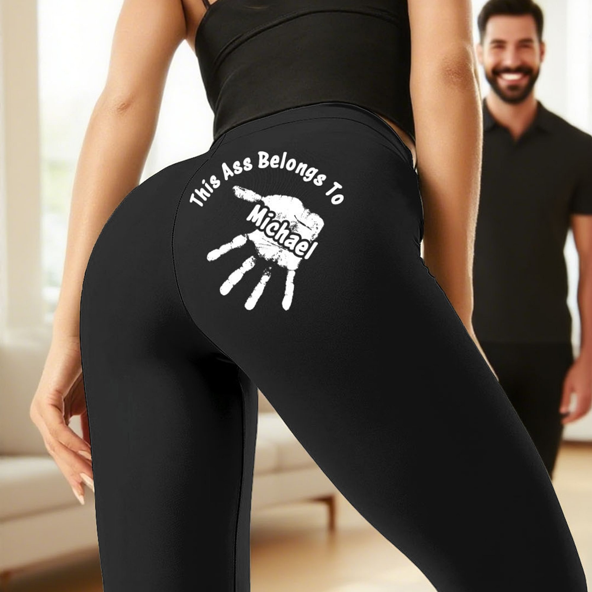 Leggings Yoga Personnalisés avec This Ass Belongs To et Nom Pantalon Extensible Sport Quotidien Cadeau d’Anniversaire pour Petite Amie ou Épouse