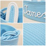 Personalized Cute Bunny Ears 100% Cotton Woven Storage Basket with Name Holiday Birthday Baby Shower Gift for Baby Kid