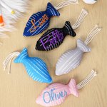 Personalised Fish Shape Embroidered Name Cat Toy with Catnip and Braided Rope Tassels Cat Birthday Adoption Anniversary Gift for Cat Owner Lover