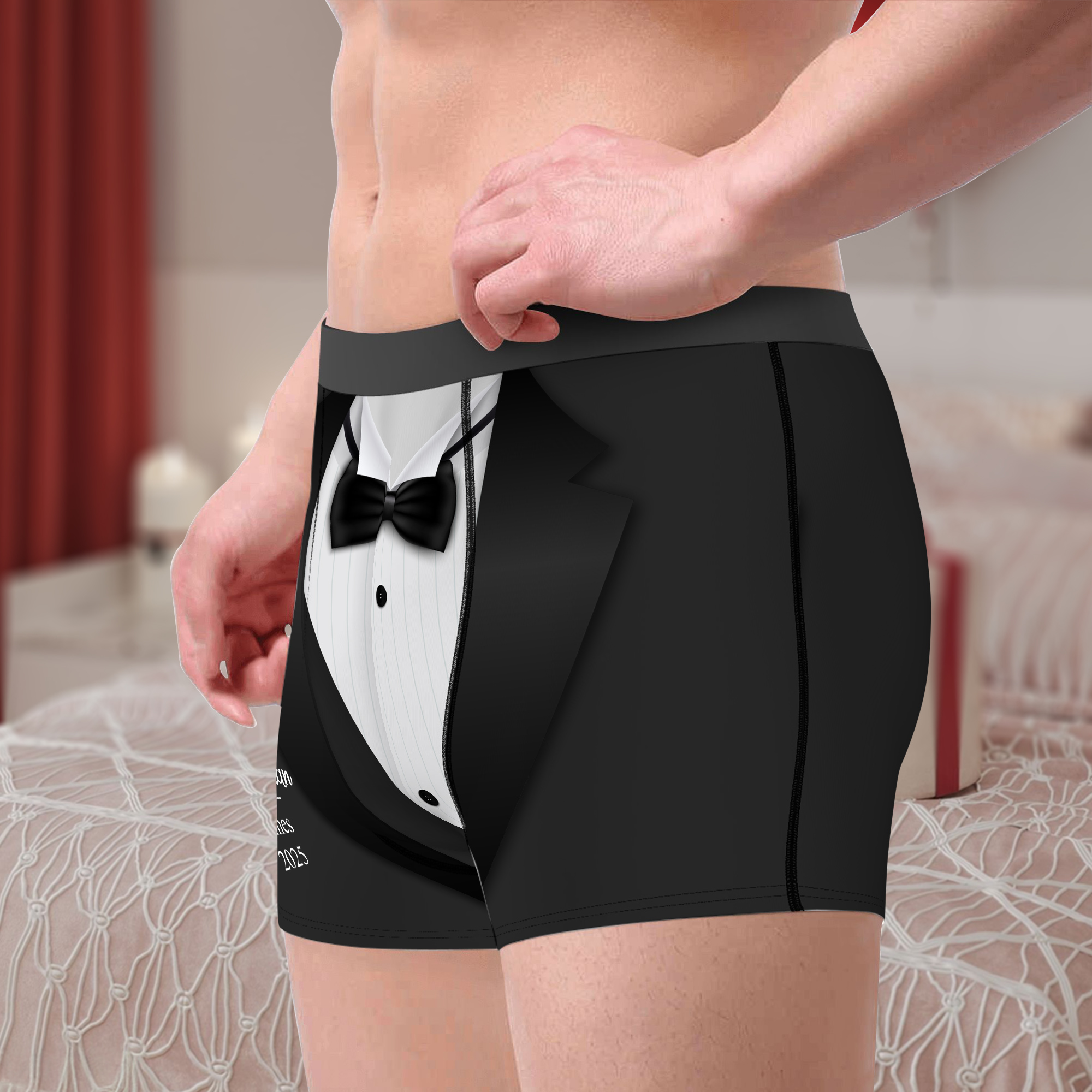 Caleçon homme avec nom et date Cadeau d'anniversaire de mariage pour les garçons d'honneur