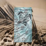 Personalized Sea Turtle In A World Full of Grandmas Quick Dry Oversized Beach Towel with 1-12 Names Summer Vacation Beach Party Gift for Grandma