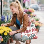Bolsa de lona personalizada con diseño de flor danesa y nombre de gran capacidad regalo de aniversario y cumpleaños para mujeres