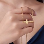 Personalized Cross Necklace with Engraved Text Dainty Jewellery Birthday Anniversary Baptism 1st Communion Gift for Christian Women