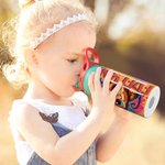 Personalized Cute Watercolor Animal 12 oz Kid Insulated Name Water Bottle with Handle and Silicone Straw Birthday Back to School Gift for Boys Girls