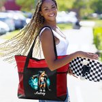 Personalized Hip Hop Bear Birthstone Large Capacity Tote Bag with Name Birthday Gift for Black Queen Hip-Hop Lovers