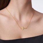 Personalized Cross Necklace with Engraved Text Dainty Jewellery Birthday Anniversary Baptism 1st Communion Gift for Christian Women