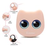 Personalized Cute Big Eyed Cat Name 6 Pcs Makeup Brushes Set with Box and Mirror Wedding Bachelorette Party Travel Birthday Gift for Women Pet Lovers