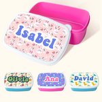 Fiambrera personalizada con diseño de dibujos animados y nombre de grado alimentario regalo de cumpleaños o vuelta al cole para niños