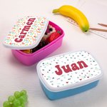 Fiambrera personalizada con diseño de dibujos animados y nombre de grado alimentario regalo de cumpleaños o vuelta al cole para niños