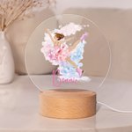 Henkilökohtainen sarjakuva Skate Girl Birth Flower Akryyli LED yövalo puinen pohja ja nimi huoneen sisustus syntymäpäivälahja Skate Lover Girlille syntymäpäivälahja