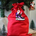 Personalized Ice Hockey Skates Coloured Lights Wooden Ornament with Name Tree Decoration Christmas Holiday Gift for Ice Hockey Lovers