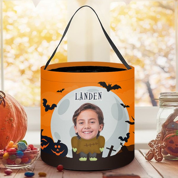 Personalizzato viso foto mago mummia vampiro dolcetto o scherzetto sacchetto di caramelle con nome Halloween Party Favors regalo per ragazzi ragazze