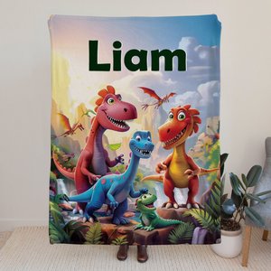 Personalized Monster Trucks Dinosaurs Fantasy Unicorns Soft Throw Blanket with Name Home Decor Birthday Gift for Kids