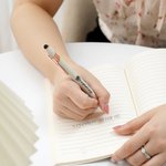 Penna a sfera retrattile personalizzata colori Morandi con fiore di nascita e nome festa dell'insegnante o compleanno regalo per studenti e dipendenti