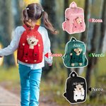 Zainetto da scuola personalizzato con orsacchiotto removibile e nome ricamato regalo perfetto per rientro a scuola per bambini