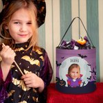 Henkilökohtainen Face Photo Wizard muumio vampyyri Trick or Treat Bag Candy ämpäri nimi Halloween Party suosii lahja pojille tytöille