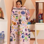 Personalized Funny Halloween Alphabet Soft Throw Blanket with Name Home Decor Educated Halloween Gift for Baby Toddlers