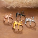 Personalised Horse Silhouette Ring with Name Dainty Jewellery Birthday Anniversary Gift for Horse Lovers Equestrians