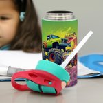 Bouteille d'eau isotherme personnalisée Dinosaure Fantaisie Licorne 12 oz avec poignée nominative et paille en silicone Cadeau d'anniversaire et de rentrée scolaire pour enfants