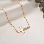 Personalized Cross Necklace with Engraved Text Dainty Jewellery Birthday Anniversary Baptism 1st Communion Gift for Christian Women