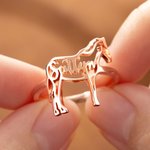 Personalised Horse Silhouette Ring with Name Dainty Jewellery Birthday Anniversary Gift for Horse Lovers Equestrians