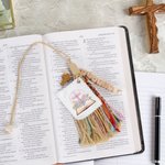 Personalized Boho NFC Daily Bible Verse Prayer Tassel with Text and Beads Cross Bible Study Accessory Baptism Christian Gift for Family Friends