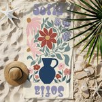 Toalla de playa personalizada con diseño floral retro y nombre estilo bohemio de secado rápido regalo de cumpleaños y fiestas para chicas y mujeres
