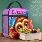 Personlig, flerfarget, isolert matpose med navn, daglig reise, tilbake til skolen, bursdagsgave til gutter og jenter