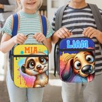 Personlig, flerfarget, isolert matpose med navn, daglig reise, tilbake til skolen, bursdagsgave til gutter og jenter