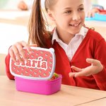 Fiambrera personalizada con diseño de dibujos animados y nombre de grado alimentario regalo de cumpleaños o vuelta al cole para niños