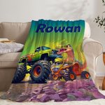 Personalized Monster Trucks Dinosaurs Fantasy Unicorns Soft Throw Blanket with Name Home Decor Birthday Gift for Kids