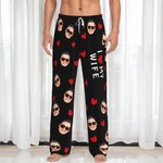 Personalized I Love My XX Face Photo Couple Pajamas Birthday Anniversary Gift for Couples