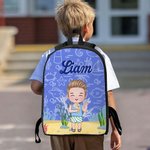 Personalised Cute Cartoon Characters Multicolour Backpack Lunch Bag Pencil Case Set with Name Back to School Birthday Gift for Boys Girls
