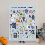 Personalized Funny Halloween Alphabet Soft Throw Blanket with Name Home Decor Educated Halloween Gift for Baby Toddlers