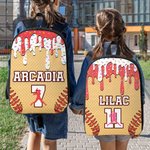 Personalized Ice Cream Dripping Baseball Sports Backpack Lunch Bag Pencil Case Set with Name and Number Back to School Gift for Kids Students