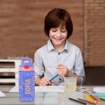 Botella de agua personalizada con nombre y pajita de silicona 355 ml regalo del Día del Niño o la vuelta al cole para niños